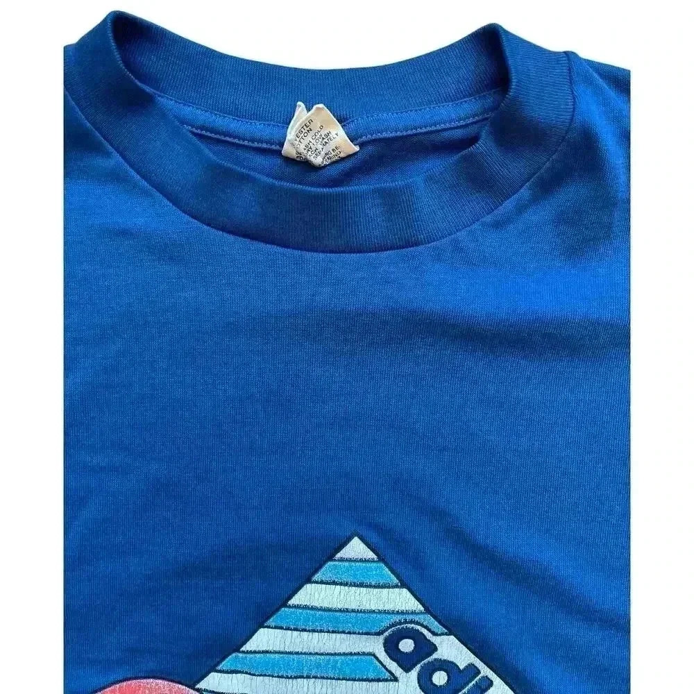 RARE Vintage 70s 80s Adidas Graphic T-Shirt Single Stitch Made in USA 50/50 - Picture 5 of 13